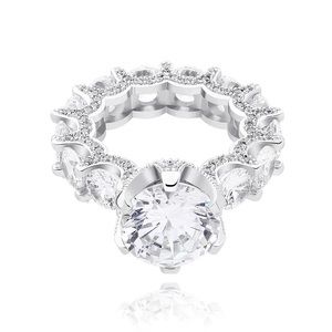 Big sterling silver ring with round centre stone